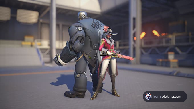 Cosplay de personnages d'Overwatch en action.