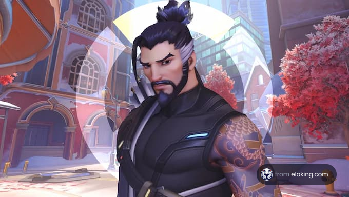 A screenshot of the character Hanzo from Overwatch.