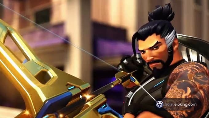 Hanzo from Overwatch demonstrating archery skills