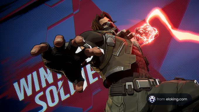 Dynamic illustration of a fictional character with energy in hand