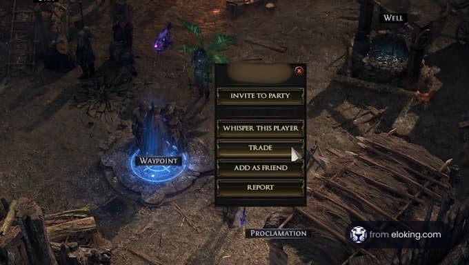 Trade menu in Path of Exile gameplay