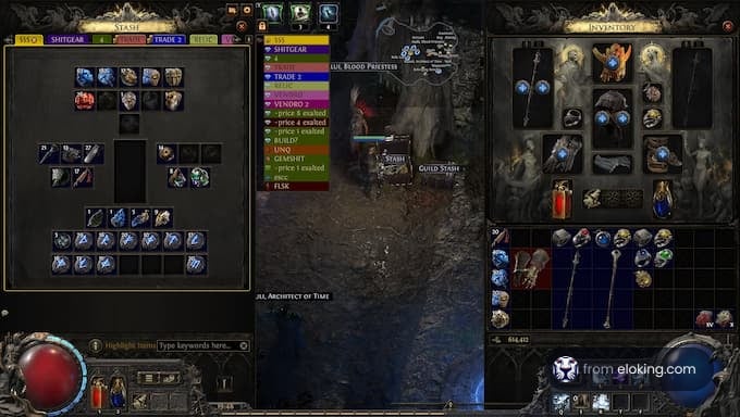 Path of Exile inventory and stash management interface