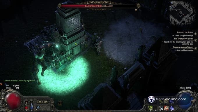 Path of Exile gameplay featuring the Lament location.