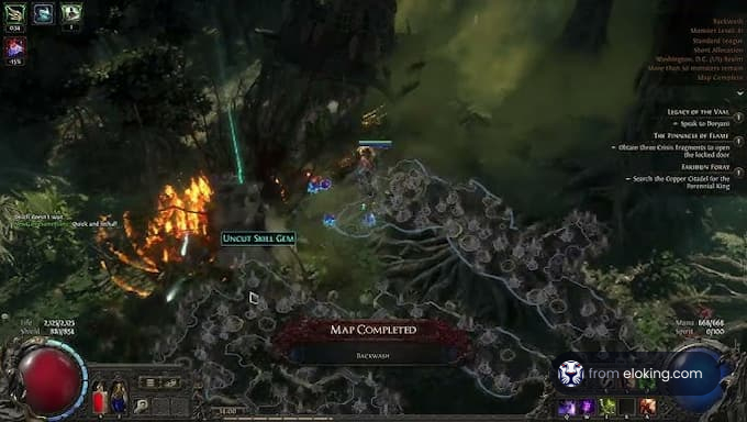 Map completed in Path of Exile with a skill gem