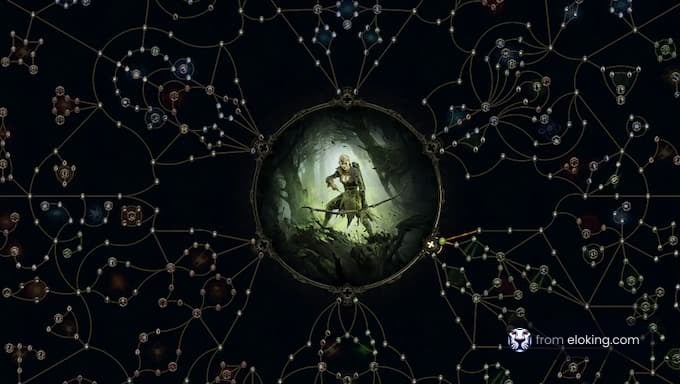 An overview of the Path of Exile skill tree with a character in the center.