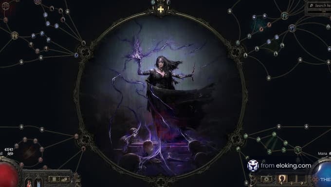 A witch casting arcane magic in a dark setting