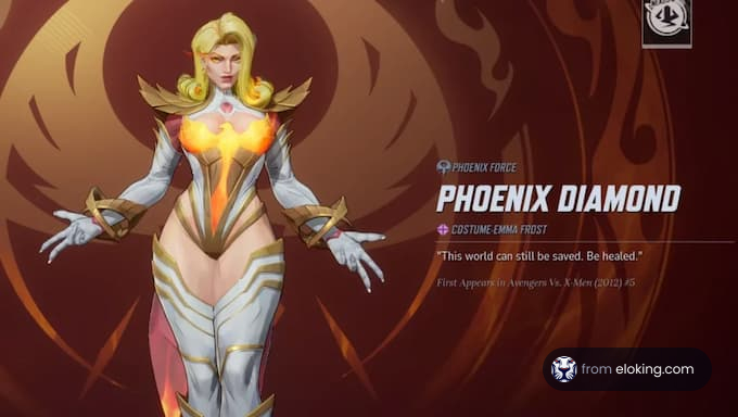 Phoenix Diamond, a character in a heroic costume, representing strength and healing.