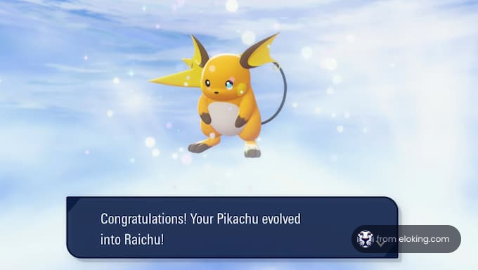 Congratulations! Your Pikachu evolved into Raichu!