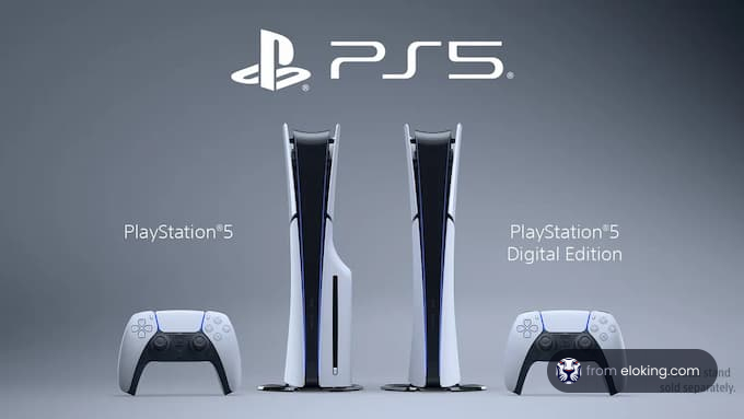 PlayStation 5 and Digital Edition consoles displayed