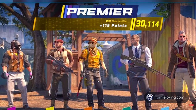 Premier game stats showcasing characters and their achievements