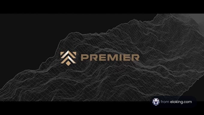 Premier logo on a textured black background with line patterns