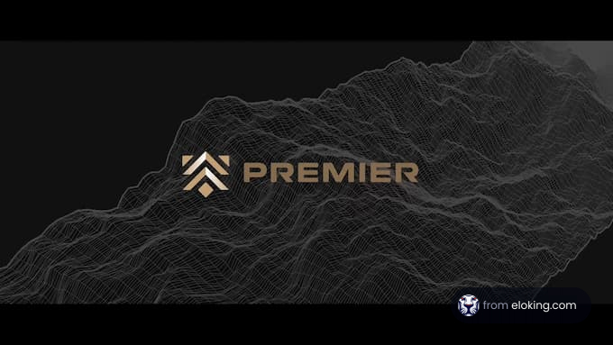 Logo of Premier with abstract line patterns on a dark background