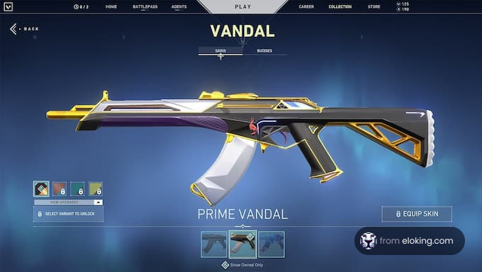 In-game view of the Prime Vandal skin in a video game