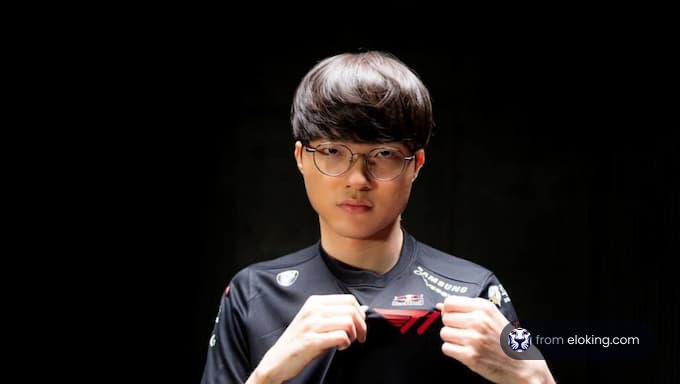 A professional gamer showcasing their team uniform