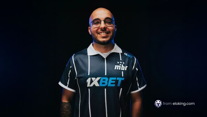 Professional esports player wearing an 1XBET jersey.