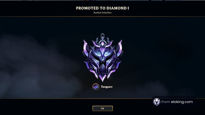 Promoted to Diamond I in a ranked gaming match