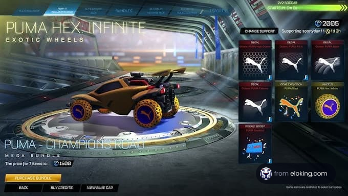 Puma Hex Infinite exotic wheels on a sports car in a futuristic game garage