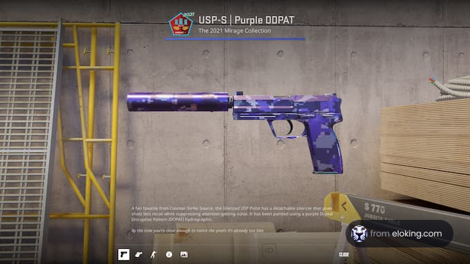 Purple DDPAT USP-S pistol from CS:GO Mirage Collection