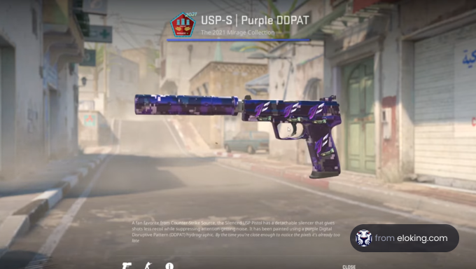 Purple DDPAT USP-S from the Mirage Collection in Counter-Strike Global Offensive
