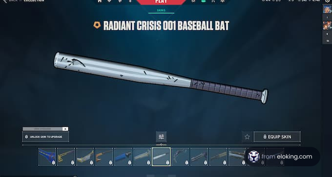 Radiant Crisis 001 baseball bat skin in a video game