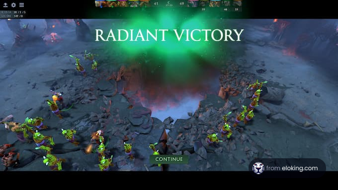 In-game screenshot showing Radiant Victory in a strategic video game