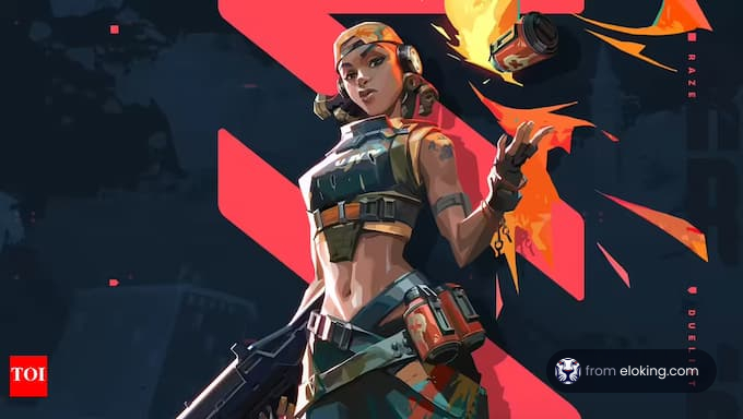 A bold character design of Raze, a duelist in an action-packed style.
