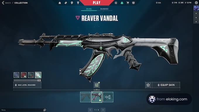 Reaver Vandal skin displayed in the Valorant game interface