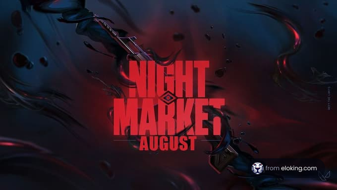 Artistic red abstract background with 'Night Market August' event text