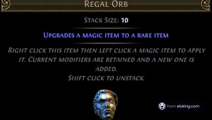 Regal Orb upgrades a magic item to a rare item