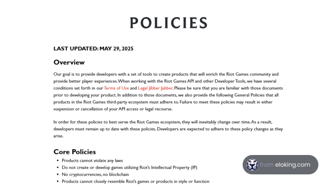 Overview of Riot Games policies updated May 29, 2025.