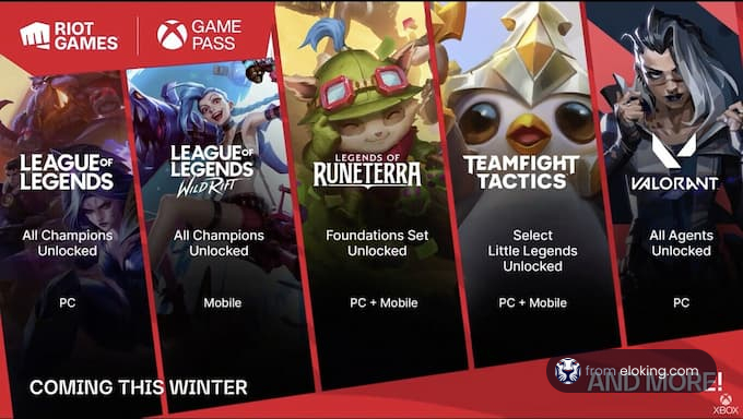 Riot Games winter releases featuring League of Legends, Legends of Runeterra, Teamfight Tactics, and Valorant