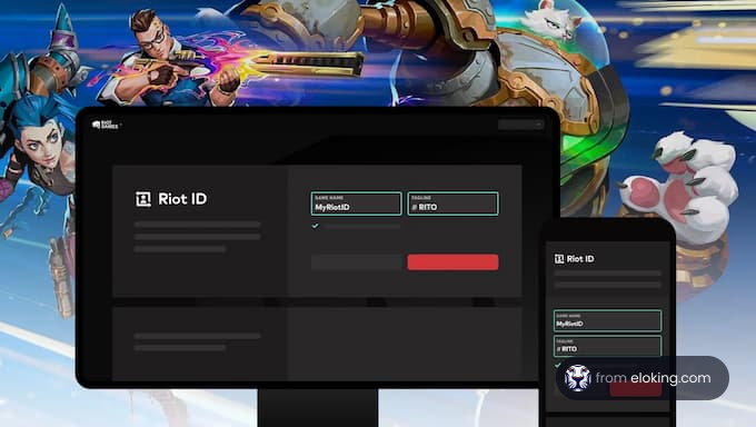 Riot ID login interface on computer and mobile device