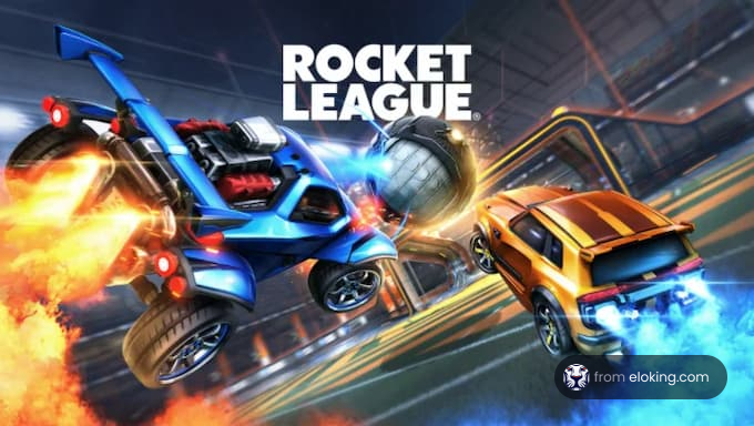 Exciting moment from Rocket League with cars playing soccer