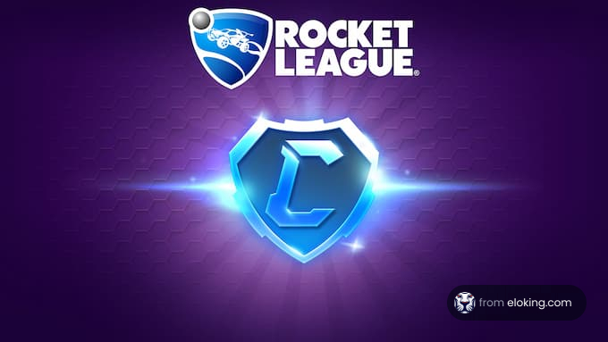 Rocket League logo illuminated on a purple hexagonal background