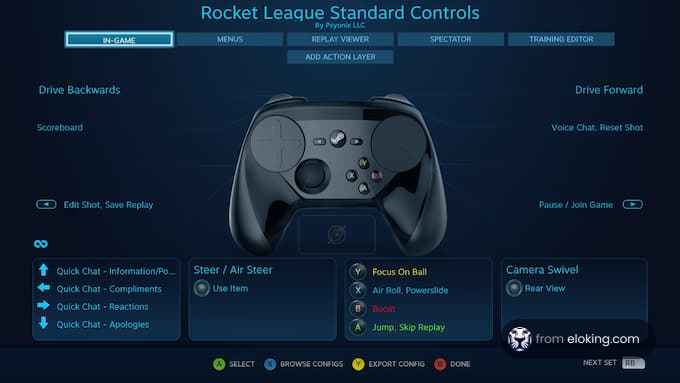 Overview of Rocket League Standard Controls on a Gamepad
