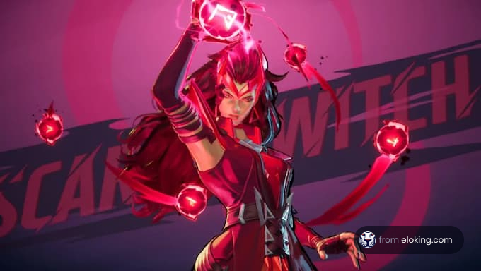 A powerful witch character casting spells with glowing orbs.