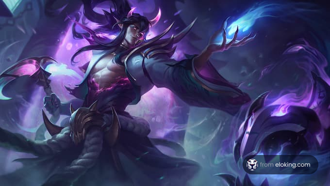 Cień czarodzieja rzucającego zaklęcie z ciemną energią.