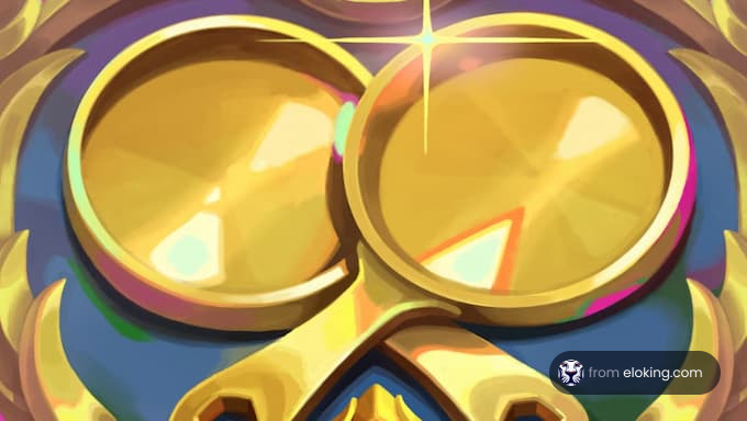 Artistic illustration of shiny golden binoculars