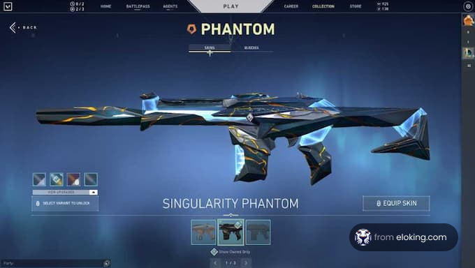 Singularity Phantom skin in Valorant game interface