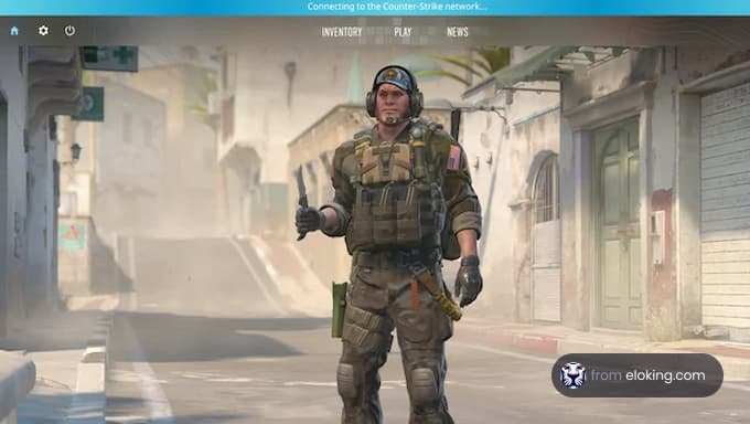 Soldier in urban setting in Counter-Strike game