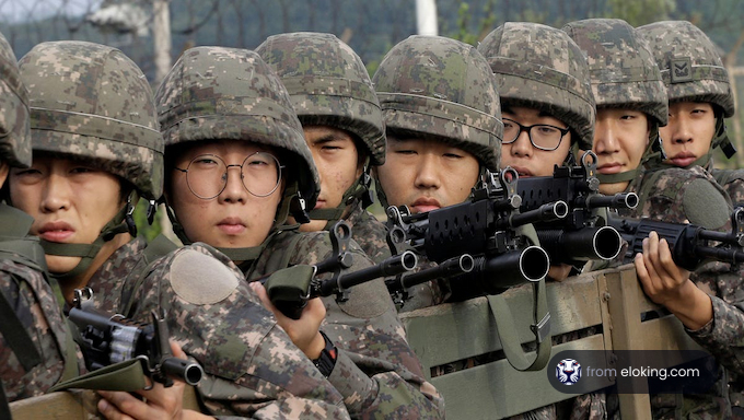 Soldiers in camouflage gear during military training