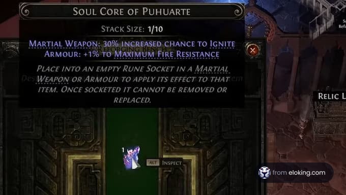 Soul Core of Puhuarte item details with stack size and effects