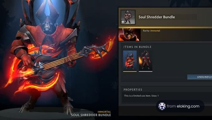 An immortal character playing an electric guitar from the Soul Shredder Bundle