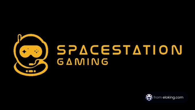 SpaceStation Gaming logo featuring an astronaut helmet and text on a black background