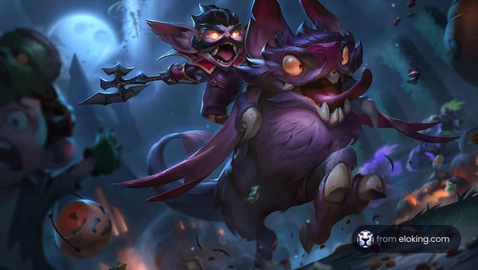 A fun Halloween-themed adventure with a character riding a bat.