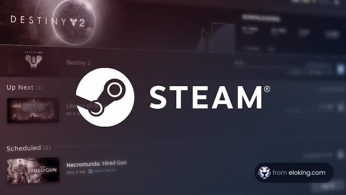 Steam platform interface showing Destiny 2 and other scheduled game downloads