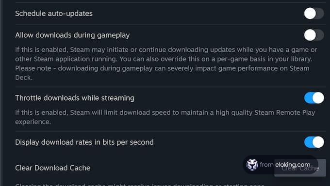 Steam settings for auto-updates and downloads during gameplay