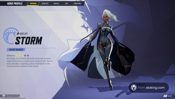 A character profile of Storm, a powerful duelist who manipulates weather.