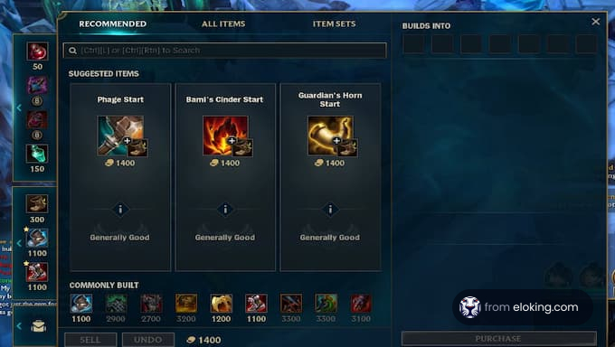 Screenshot of a strategy game's item shop interface