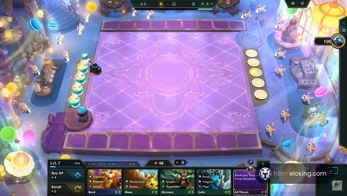 Overview of a vibrant strategic game board in an online battle arena